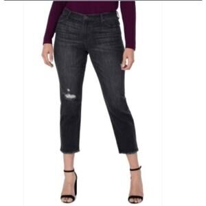 New NWT Liverpool Kennedy Crop Straight Washed Black Jeans Size 12‎ 31